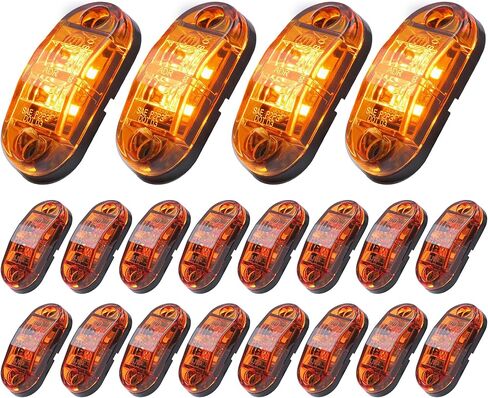 20 قطعة من 2.5 بوصة بيضاوية 10 كهرمان + 10 ضوء أحمر 8LED مجموعة مصابيح LED فائقة السطوع للمقطورة مؤشرات جانبية لتخليص المقطورة ضوء عالمي لشاحنة مقطورة بيك اب in Saudi Arabia