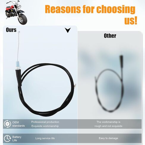 كابل خانق 130 سم 50 بوصة متوافق مع 50cc-70cc 90cc 110cc 125cc 140cc 150cc 190cc 200cc 250cc محرك رباعي الأشواط للدراجات النارية ATV Quad Scooter Go Kart Moped Pit Dirt Racing Pocket Mini Bike in Kuwait