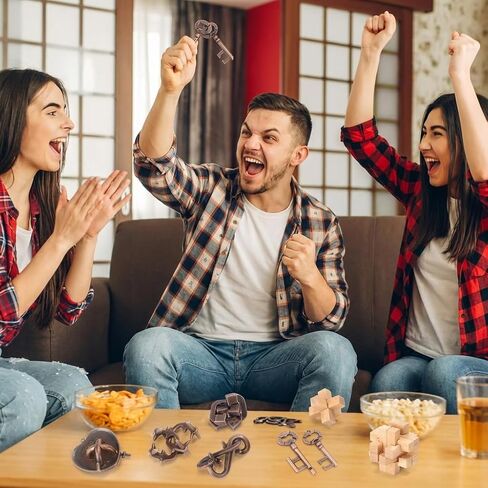 مجموعة ألغاز تحفيز العقل مكونة من 24 قطعة من CUTE STONE، ألغاز معدنية وخشبية مع تحديات التوازن، وألعاب منطق الذكاء وألعاب تحفيز العقل، هدايا الحفلات للأطفال والمراهقين والبالغين in Kuwait