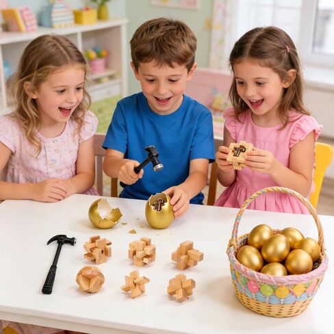 مجموعة ألغاز تحفيز العقل مكونة من 24 قطعة من CUTE STONE، ألغاز معدنية وخشبية مع تحديات التوازن، وألعاب منطق الذكاء وألعاب تحفيز العقل، هدايا الحفلات للأطفال والمراهقين والبالغين in Kuwait