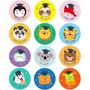 SICOHOME Graduation Stickers Class of 2024 Graduation Stickers for Kids 36pcs Graduation Gift Tags Envelope Seals Cute Animals Graduation Party Favors Preschool Kindergarten Graduation Decorations A