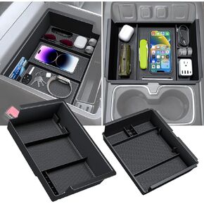 2PCS Center Console Organizer for Chevy Chevrolet Silverado/GMC Sierra 2014-2018 1500/2500/3500HD Armrest Box Storage Tray, Truck Interior Accessories, Full Console w/Bucket Seats Only