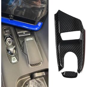 2pcs Car Console Drive Mode Selector Knob Control Overlay for C8 Corvette 2020 2021 2022 2023 2024, Genuine Carbon Fiber Gear Base Trim,Transmission Cover