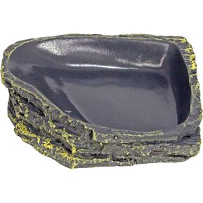MODERNJOE'S Rock Corner Water/Food Dish for Reptiles and Amphibians, Little Critters Water/Food Bowl(4.8 x 4.2 x 0.9 inches)