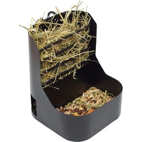 Hay and Food Feeder for Rabbit, Guinea Pig, Bunny, Chinchilla, Heavy Duty Metal Bin 5.5 x 5.5 x 7 inch