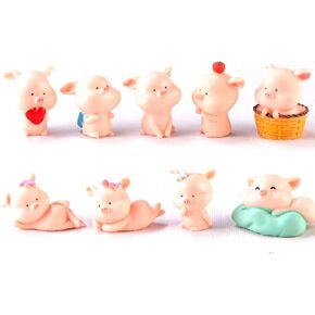 9 قطع تماثيل خنازير مصغرة، ألعاب عائلة الخنزير الوردي اللطيفة، شخصيات يدوية الصنع لتزيين الحديقة الجنية، ديكور المنزل، أغطية الكيك in Kuwait