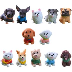 Toddmomy Mini Resin Dogs, 12pcs Realistic Puppy Figures Micro Dog Sculptures Mini Dog Figurines Playset for Garden Ornaments
