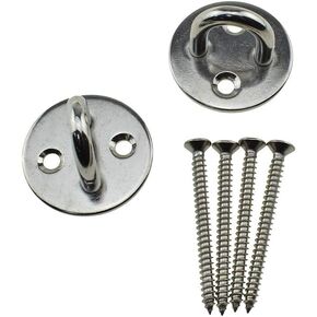 Pad Eye Plates U Shaped Hook M6 Oblong Anchor Staple Ring Fastener Snap Screw Welded Well Hold up Climate Strong No Location Limited for Hammock Swing 304 Stainless Steel with Screws 2 Sets