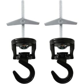 Ceiling Hooks for Hanging Plants Swag Ceiling Hooks Swivel Hook with Screw Bolt, Zinc Plated Screw Spring Toggle Wings for Ceiling Installation Cavity Wall Fixing (2 Sets Black)