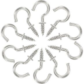 60 Pcs 1-1/4 Inch Screw Hooks, Nickel Plated Metal Ceiling Wall Cup Hook for Hanging, Black