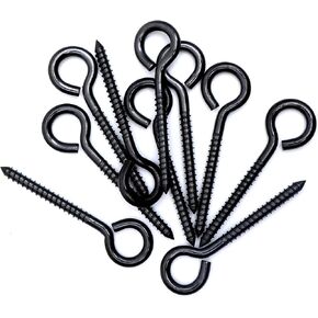 Helffer T316 10Pack Screw Eye Hooks, Titanium Plated Stainless Steel Screw Eye Hooks for Wood, Securing Cables Wire Terminal Ring Eyelet Stand Self Tapping Eye Bolt, Black