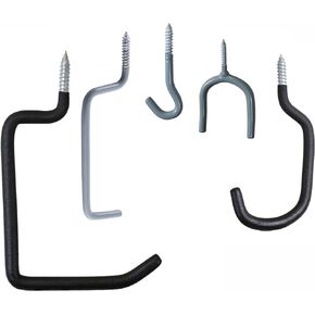 20 pcs Assorted Multi-Use Storage Hooks, 5 Style x 4 pcs Value Pack, Vinyl Coated Finish