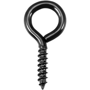 uxcell 0.07"x0.6" Screw Eye Hooks Self Tapping Screws Screw-in Hanger Eye-Shape Hooks Black 50pcs for Tie-Downs, Lifting and Securing Cables Wires