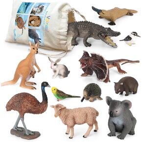Volnau Animal Toys Figurines 12PCS Australian Figures for Kids Christmas Decoration Gift Preschool Educational Zoo Pack Kangaroo Koala Bear Emu Safari Jungle Forest Set