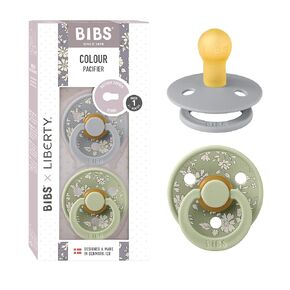 BIBS Liberty Pacifier | 2 Colour Natural Rubber Latex Soothers | BPA Free Dummy Pacifier | Round Nipple | Designed & Made in Denmark | Capel Blush