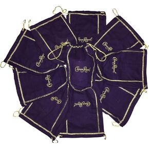 Pack of 5 Crown Royal Purple Bags w/ Gold Drawstring Perfect for Storage Gift Bags Shiftboot Carrying Dice or Games Bulk Felt Fabric for Sewing