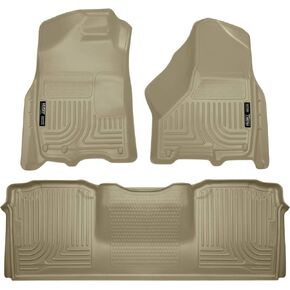 Husky Liners Weatherbeater Floor Mats | Fits 2010-2018 Dodge Ram 2500/3500 Mega Cab | Front & 2nd Row, 3-pc Black - 99041