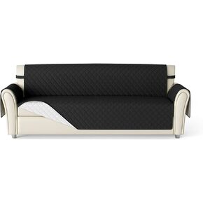 Loveseat Slipcovers Water Resistant Sofa Cover Washable Couch Cover with Non Slip and Elastic Straps for Kids, Dogs, Pets (loveseat Small, Greyish Green/Ivory)