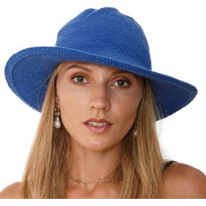 SHU-SHI Womens Sun Hats Wide Brim Cotton UV UPF Protection Boho Crochet Hat