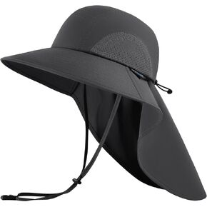 UPF 50+ Foldable Sun Hats Wide Brim with Large Neck Flap for Men Women UV Protection Gardening Fishing Beach Hat