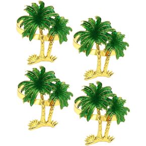 Amosfun 4pcs Hawaiian Coconut Tree Napkin Rings Palm Tree Napkin Holder Table Napkin Rings Buckles As Shown 3