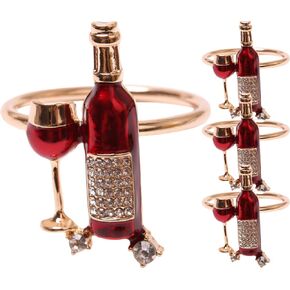 Hemoton Fall Napkin Rings 4pcs Wedding Napkin Rings Red Wine Bottle Design Napkin Ring Holders Decorative Serviette Ring Napkin Buckle for Valentines Day Decor Spider Rings