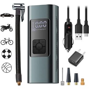 Tire Inflator Portable Air Compressor for Car Tires 12 Volt Electric Car Air Pump Rechargeable 6000mA 140PSI Tire inflator Pump with Pressure Gauge Auto-Off for Car Bike Balls, Power Bank SOS