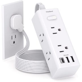 Flat Extension Cord, Plug Power Strip with 6 Outlets 3 USB Ports (1 USB C) with No Surge Protection, Wall Mount Outlet Extender for Office Dorm Room, Cruise Travel Essentials in Kuwait