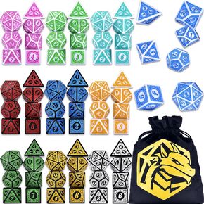 DND Dice Set 10 x 7 Retro Polyhedral Dice for Dragons and Dungeons Tabletop Role-Playing Games, 70 Pieces RPG Dice