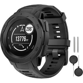 متوافق مع سوار Garmin Instinct، حزام ساعة بديل من السيليكون الناعم لـ Garmin Instinct/Instinct 2/Solar/Tactical