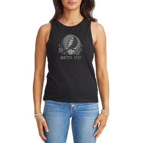 Ripple Junction Grateful Dead Women's Tank Top Steal Your Face Stealie SYF & Roses Monochromatic Officially Licensed