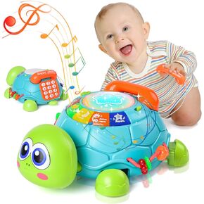 Baby Toys for 18 Months Toddlers Gift - Musical Turtle Crawling Toys for Infant, Early Learning Educational Toy with Light & Sound for Boy Girl 2 3 4 5 6 7 8 9 10 Years Old