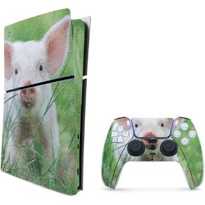 MightySkins Glossy Glitter Skin Compatible with Playstation 5 Slim Digital Edition Bundle - Piglet | Protective, Durable High-Gloss Glitter Finish | Easy to Apply | Made in The USA