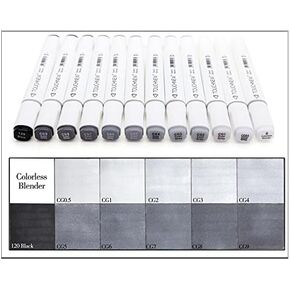 12 Colors Grayscale Art Marker Pen Double-Ended Sketch Markers Alcohol Based Ink Neutral Gray Tones Art Supplies (12 Colors Cool gery style)