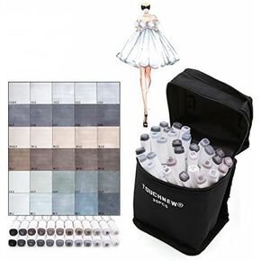 12 Colors Grayscale Art Marker Pen Double-Ended Sketch Markers Alcohol Based Ink Neutral Gray Tones Art Supplies (12 Colors Cool gery style)