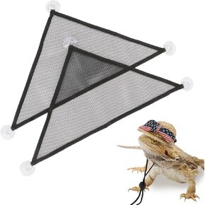 Wontee Bearded Dragon Hammock Reptile Lizard Hammock Lounger Bearded Dragon Tank Decor for Bearded Dragons Axolotls Geckos Lizards, 2 Hammock, 1 Hat (Black)