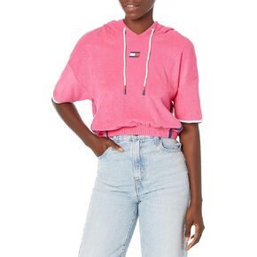 Tommy Hilfiger Women's Preppy Towel Terry Short Sleeve Hoodie