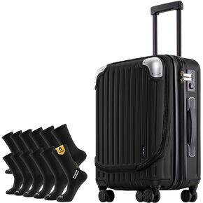 LEVEL8 20" Grace Carry On Luggage with Mens Work Crew Socks