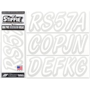 Whipline Solid White/Silver 3" Alpha-Numeric Registration Identification Numbers Stickers Decals for Boats & Personal Watercraft