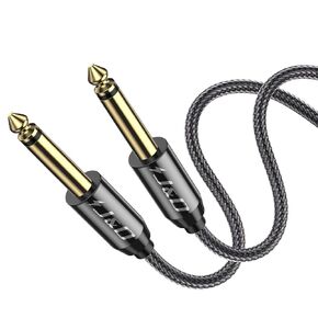 J&D 6.35mm Guitar Instrument Cable, Gold Plated Copper Shell Heavy Duty 6.35mm 1/4 inch TS Mono Audio Cable with Zinc Alloy Housing and Nylon Braid for Guitar, Multi Effects, Amplifiers, 6 Feet