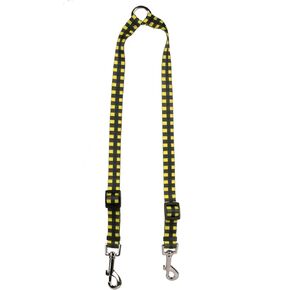 Yellow Dog Design Buffalo Plaid Yellow Coupler Dog Leash 3/8" Wide and 9 to 12" Long, Small