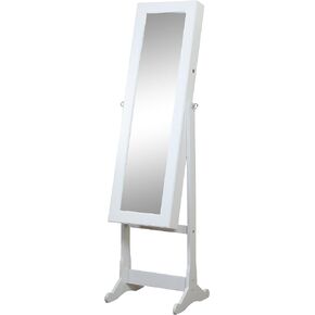 Artiva USA - Espresso Wood Finish – Free Standing Cheval Mirror and Jewelry Armoire Display with LED Light and Key Lock, Walnut, 63-Inch, A0146WAL