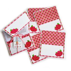 Pink Strawberry Place Tent Cards by Adore By Nat - Girl Children Fruits Birthday Baby Shower Party - Set of 12