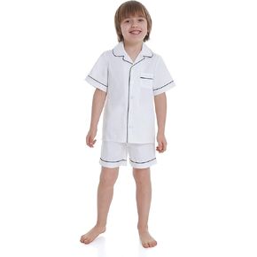 طقم بيجامة Lavenderi Toddle Kids للفتيات والأولاد 100% قطن بأكمام قصيرة، طقم بيجامة قصير للأطفال (مقاس 2 طفل صغير - 14 عامًا) in Kuwait