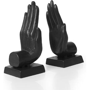 Small Cast Iron Hands Bookends Book Ends Compact Decorative Hand Bookend Set Vintage Book Stopper Support for Shelf Desk Home Office