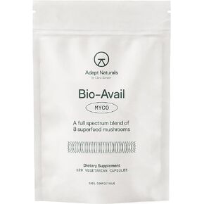 Adapt Naturals Bio-Avail Myco - 8-in-1 Bioavailable Mushroom Supplement Mushroom Complex - Chaga, Cordyceps, Reishi, Lions Mane - Blood Pressure, Memory, Immune - 120 Capsules