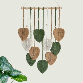 TUDRUKU Macrame Wall Hanging Leaves Boho Tapestry for Nursery Bedroom Living Room 26" L x 15.7" W