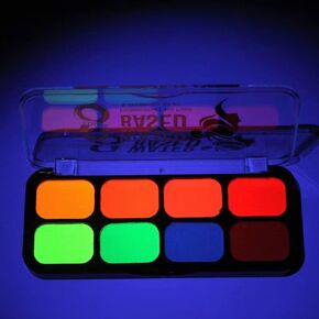 UV Face Paint Kits, Neon Glow 8 Fluorescent Colors Face Body Black Lights Paint Makeup, Water Activited with Painting Brushes, Non-Toxic for Kids Adults Halloween Costume Masquerades Club Cosplay