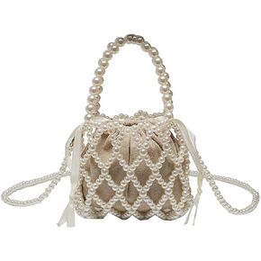 Luxury Pearl Bag Chain Bag Purse Bags, Artificial Pearl Clutch Handmade Bags Evening Bags for Wedding Bridal Party Travel 03