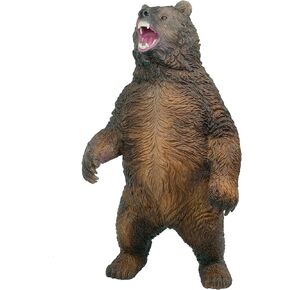 Gemini&Genius Brown Bear Toy for Kids, Large Grizzly Bear Safari Animal Toy, Lifelike Bear Figurine, Wildlife Bear Action Figure for Kids Learning and Play, Animal World Collectible Gift for Kids
